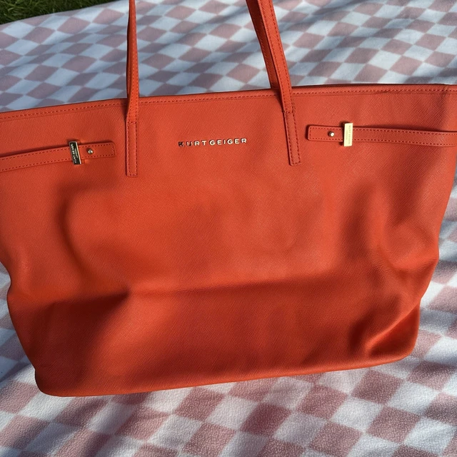 KURT GEIGER GENUINE Saffiano leather tote bag Orange 54.00 PicClick UK