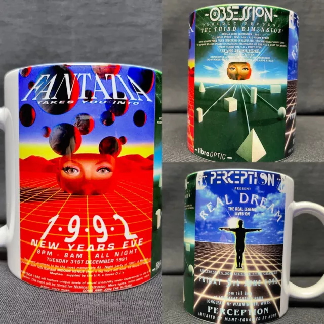 Fantazia Obsession Preception printed Old Skool 90's Rave Flyer Mugs Gift