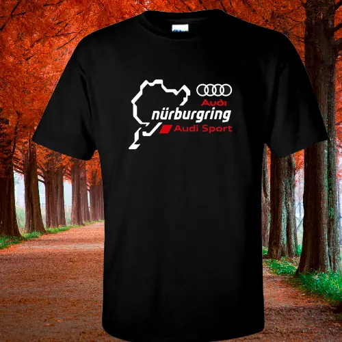 New Shirt AUDI Nurburgring Racing Logo Men's Black T-Shirt USA Size S to 5XL