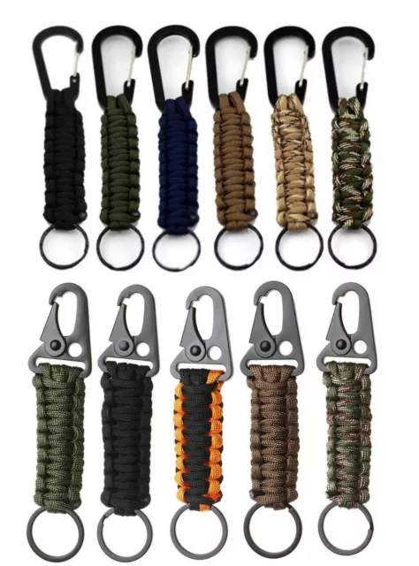 Handmade Paracord Cobra Keychain Keyring Carabiner camping survival Camo