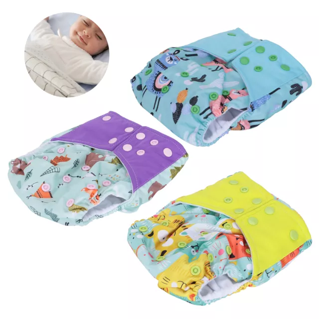 Reusable Baby Pocket Cloth Diaper Printed Washable Infant Nappy Adjustable BGS 3