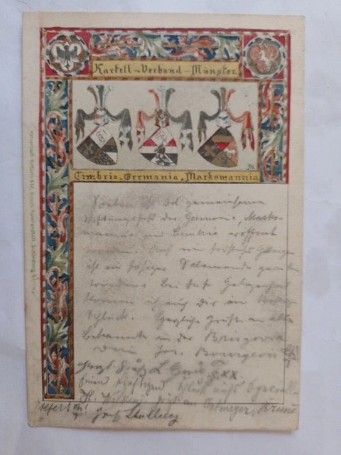 alte Ak Studentika. Münster KV Verbindungen. Cimbria, Germania, Markomannia.1902