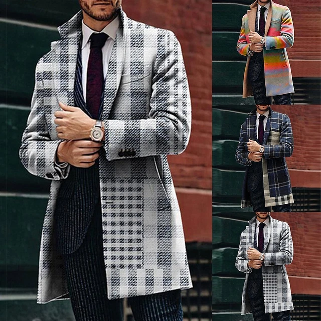 Cappotto trincea uomo maniche lunghe Parkas petto singolo baffo caldo invernale