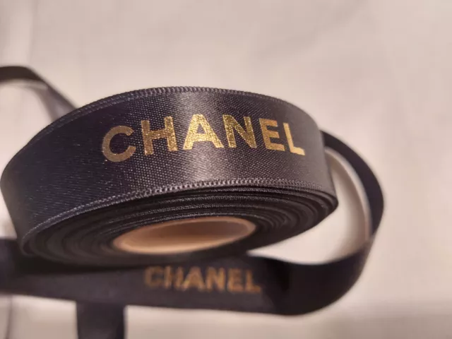 8,50 m Chanel Geschenkband, Stoff, Schleifenband, schwarz/gold, Deko