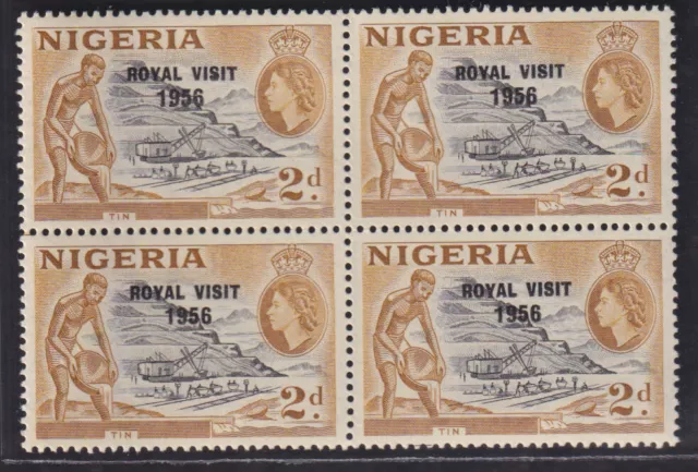 NIGERIA 1956 ROYAL VISIT "2dx4" BLOCK OF 4 MINT STAMPS