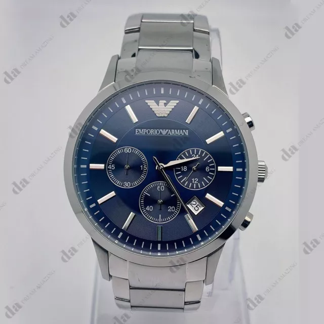 Emporio Armani AR2448 Blue Dial Chronograph Classic Men's Watch 43mm Case