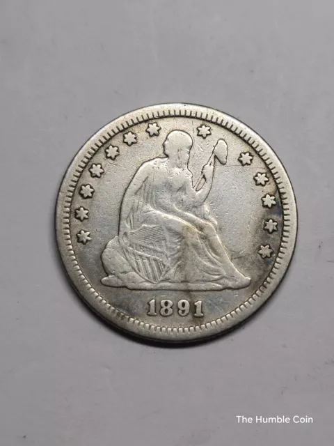1891 Seated Liberty Quarter (Fine Details Cleaned) 41CM