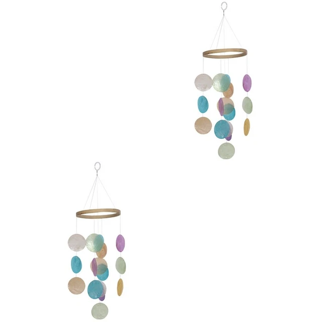 2x Colored Capiz Wind Chime Beach Home Decor Decorative Wind Chime