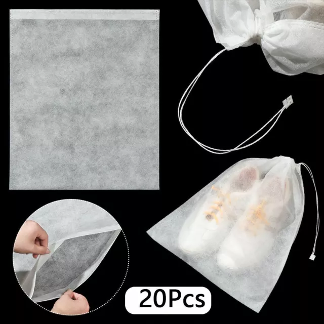 20Pcs Drawstring Shoes Clear Portable Storage Bag Dust Bags Travel Pouch~