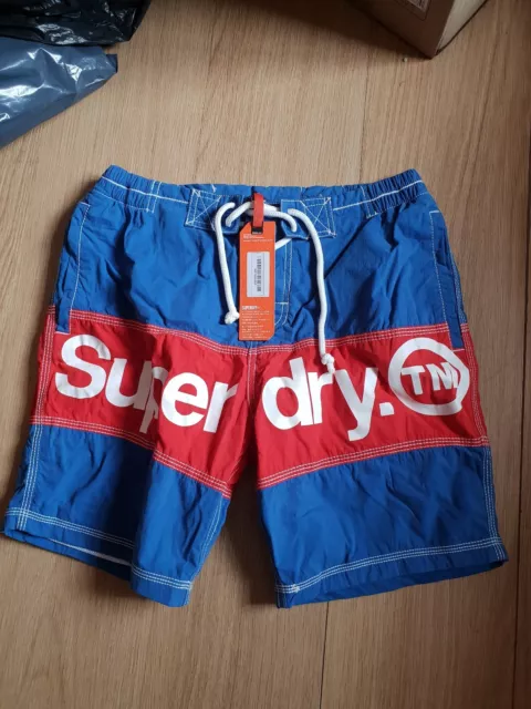 PREMIUM BI PANEL BOARDSHORTS BLUE SHORTS NEW RRP£39.99 S SIZE 30 mens superdry