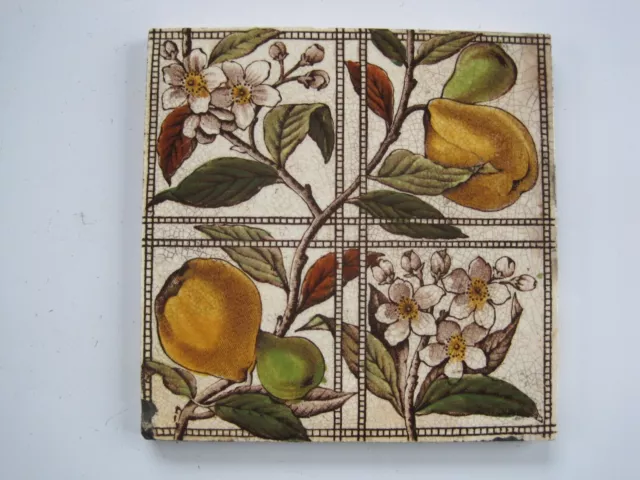 Antique Victorian Print And Tint Wall Tile - C1885 - Decorative Art Tile Co #N16