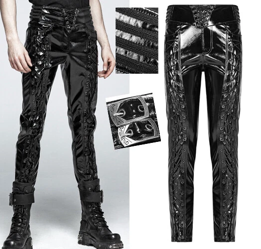 PANTALON VINYLE LA AGES gothique punk cyber m tal sangles vernis