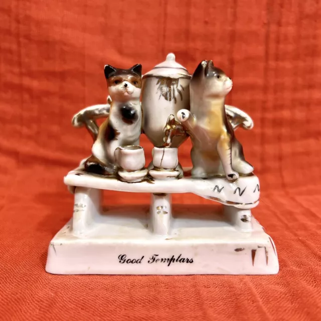 19th Century Antique Victorian Conta Boehme Porcelain Novelty Figurine Cats Tea