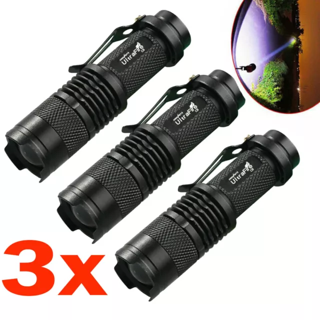 3*Ultrafire Tactical Flashlight T6 LED 14500 50000LM Torch Zoomable Lamp Light-