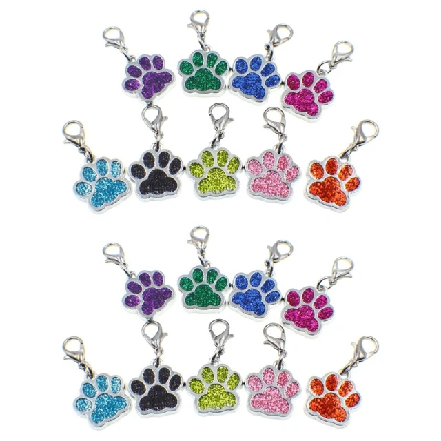 2x Legierung Emaille Charme Hund Fußabdruck Anhänger