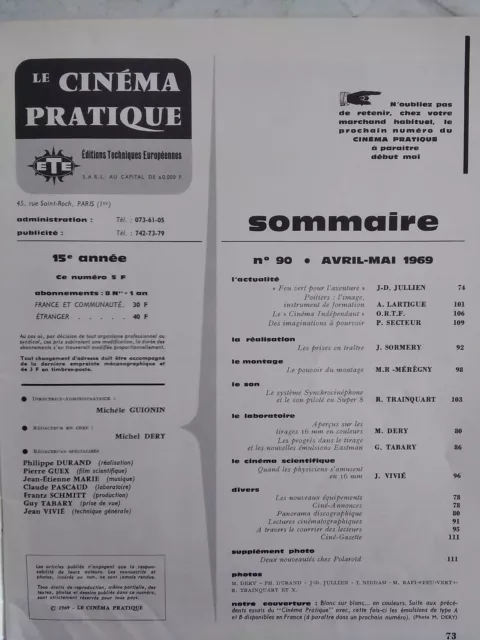 cinema pratique 90 1969 club feu vert cinema independant tirages 16mm montage 3