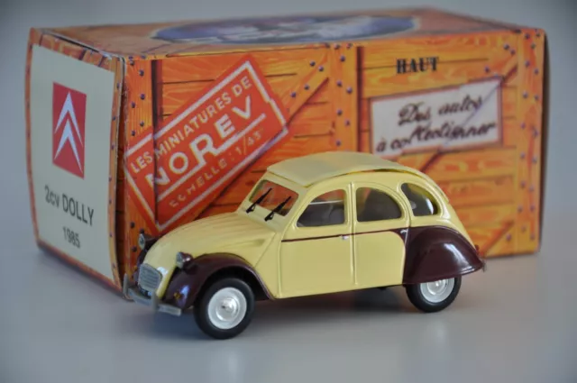 CITROEN 2CV DOLLY jaune pâle et bordeaux 1985 NOREV presse 1/43 neuve