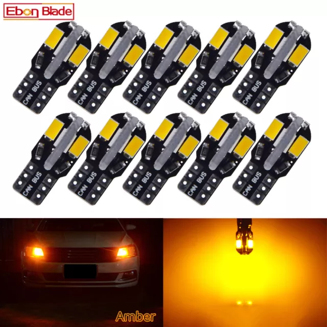 10 x T10 W5W LED 5630 8SMD Car Side Wedge Door Light Bulb Lamp 12V Amber Yellow