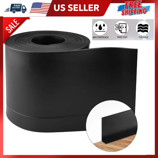 Vinyl Wall Base 4" Vinyl Baseboard Molding w 1" Crease Rubber Base 5"Wx19.7'L