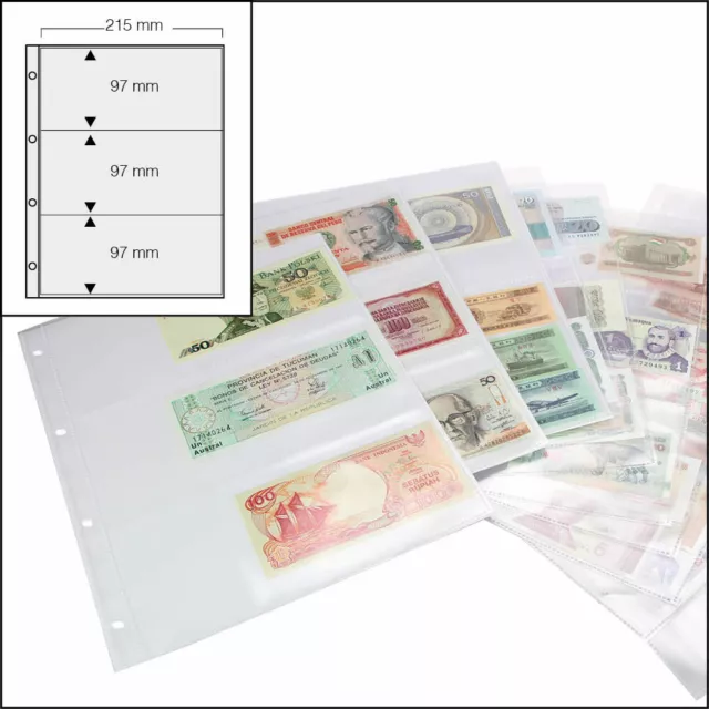 50 Safe Pochettes de billets 5483-XL A4 Housses Transparentes 3 cases 215x97mm