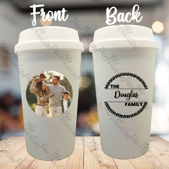 Personalised Travel Mug your image logo text polymer mug reusable washable latte