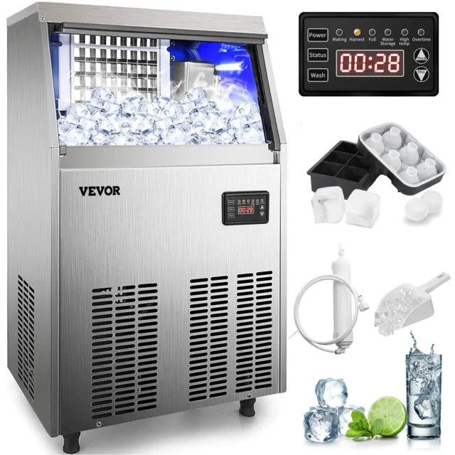 VEVOR 110Lbs/24H Commercial Ice Maker Ice Cube Machine w/Water Filter 335W