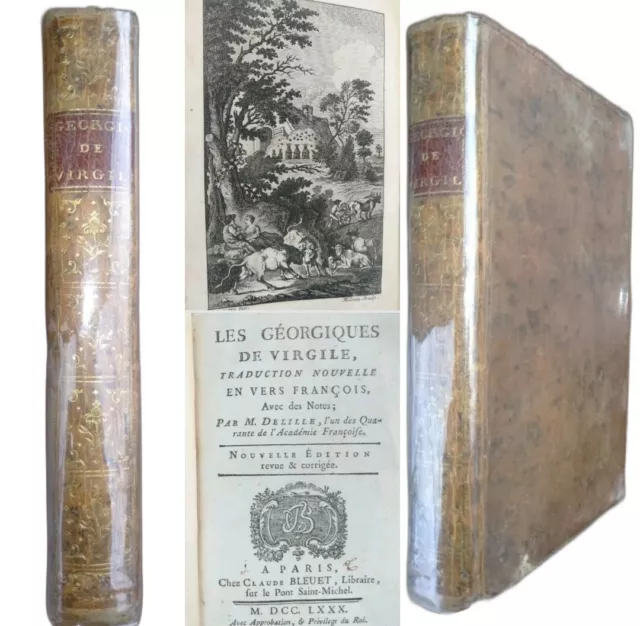 Les Géorgiques de VIRGILE, 1780, Bleuet. Trad. de Delille. Frontispice gravé