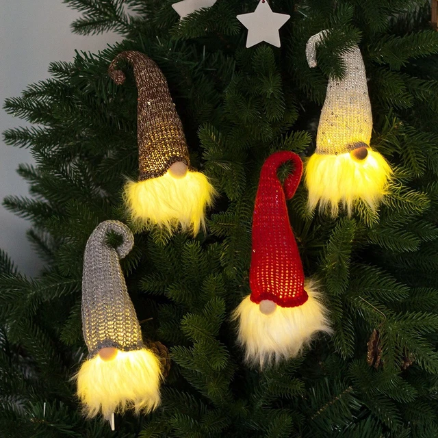 Navidad Muñeca de Peluche Pluma Sin Cara Colgante Chimenea Con Luz LED Noche
