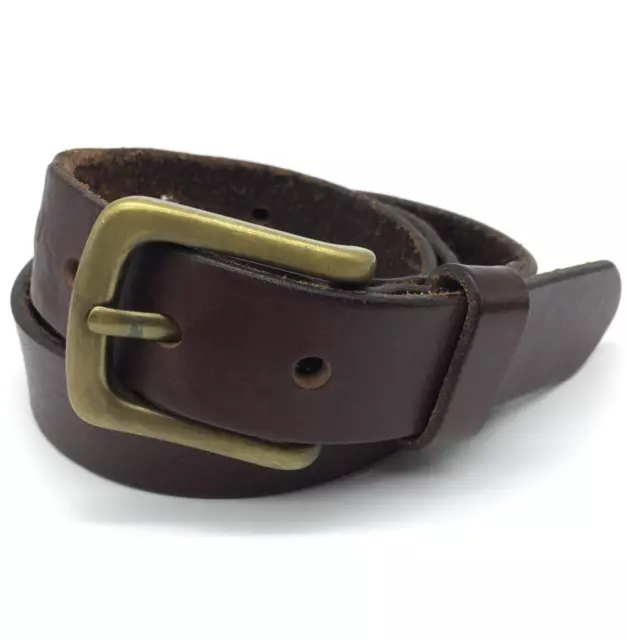 Abercrombie & Fitch Brown Genuine Leather Belt Mens 32 S/M Solid Brass Buckle