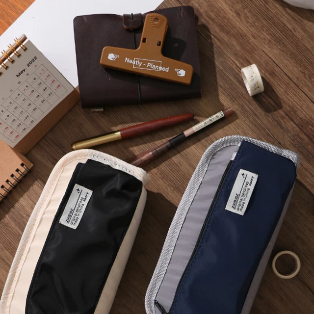 Triple-layer Canvas Pencil Bag Large Capacity Pencil Case Stationery Organiz LEI