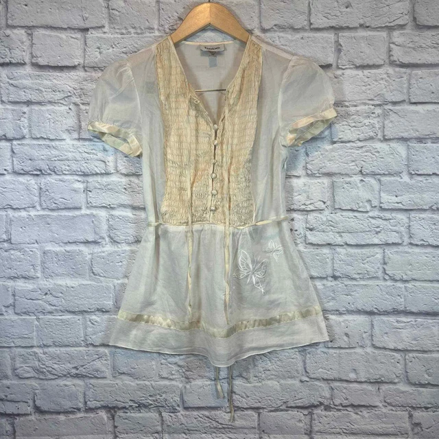 Vintage Bebe XS Babydoll Flare Empire Tie Waist Cottagecore Boho Y2k 2000s Top Vintage Bebe XS Babydoll Flare Empire Tie Waist Cottagecore Boho Y2k 2000s Top