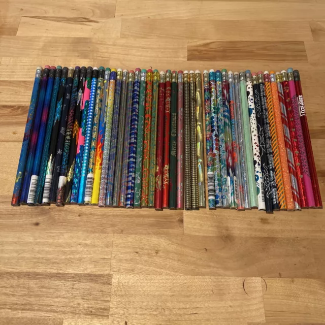 Huge Lot Of 43 Collectible Pencils Vintage New Holographic Pentech Christmas