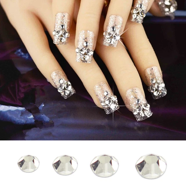1440pc Clear Flat Back Glass Round Beads Crystal Rhinestone Nail Art Phone Decor
