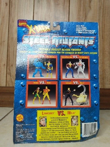 New 1994 Toy Biz Marvel X-Men Steel Mutants Die Cast Longshot Vs. Mojo Figures 3