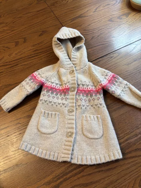 janie and jack 12-18 months hooded cardigan sweater wool blend Girls