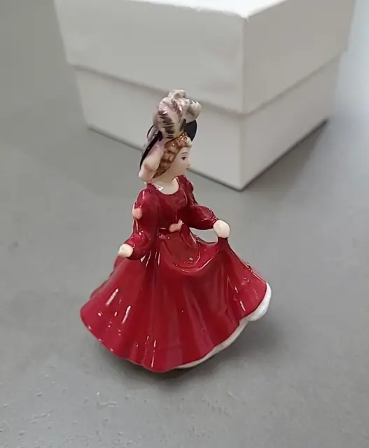 Boxed Miniature Ladies Royal Doulton Lady  Figurine Patricia  2007 Maroon Red