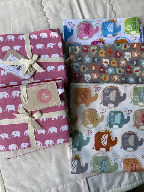 Bundle Mixed Fat Quarter Cotton Fabric Packs & Half Metres Elephant Themed