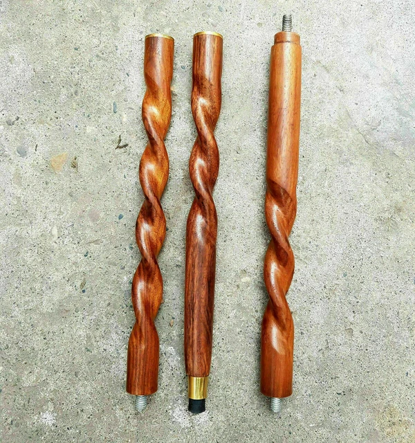 Canne De Marche Télescopique En Laiton Et Bois - Poignée Gravée Avec Boussole - Reproduction Victorienne
