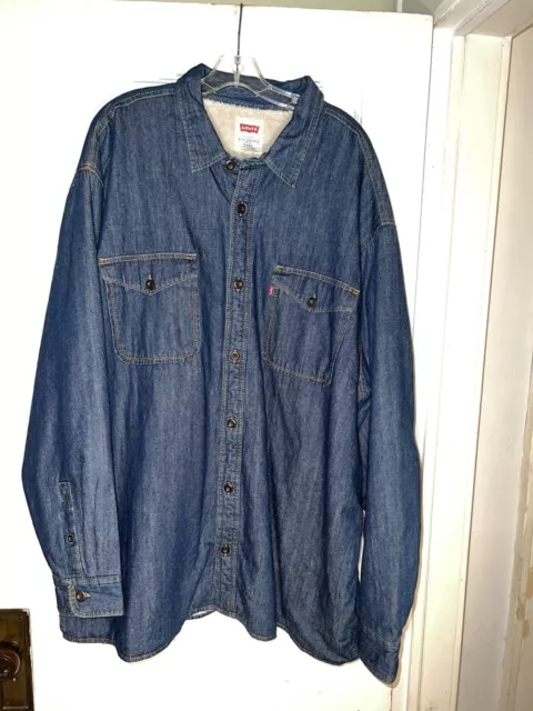 LEVI STRAUSS Mens  Denim Sherpa Fleece Lined Shirt Jacket Size XXXL. c592