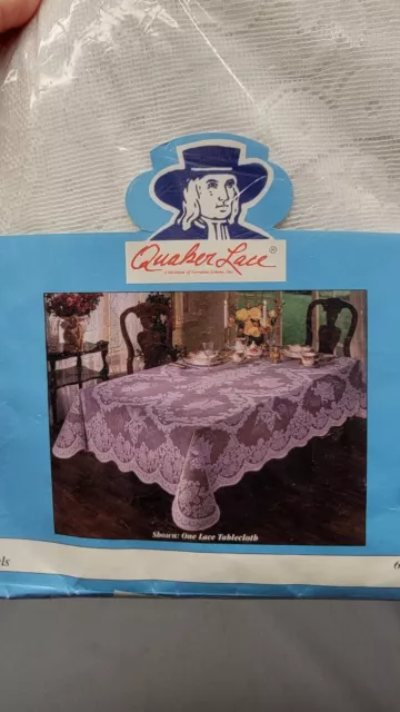 VINTAGE Brand New In Box Quaker Lace Tablecloth - 60 x 84 Angels Oblong Made USA