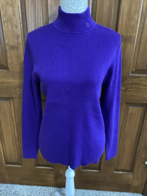 Lauren Ralph Lauren Womens 100% Cotton Purple Ribbed Mock neck Pullover Size XL
