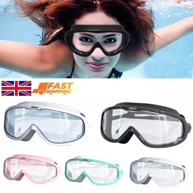 Anti Fog Swimming Goggles Adults Waterproof Large Frame Swim Diving Eyewear UK