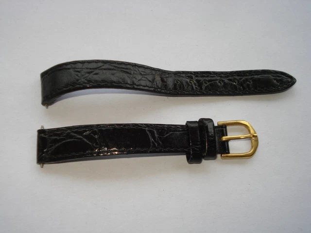 Bracelet De Montre LIP En Cuir Véritable Noir 12mm Pour Femme - Occasion Très Bon état