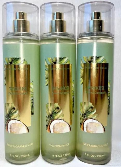 X 3 ~ Bath&Body Works Fragancia Waikiki Playa Coco Cuerpo Niebla 8 Fl OZ