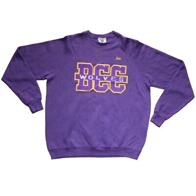 Vintage Lee Cotton Blend Sweatshirt BCC Wolves Jumper - XL Purple USA Pullover