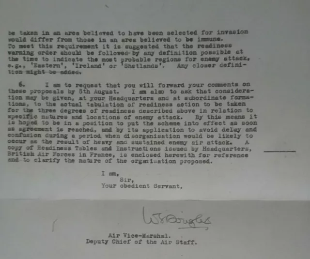 Battle Of Britain : Air Ministry Letter 1St August 1940 Alert Of German Invasion 3