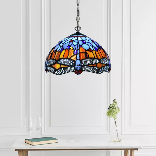 Lampada a sospensione stile libellula Tiffany 10 pollici fatta a mano vetro colorato arredamento casa