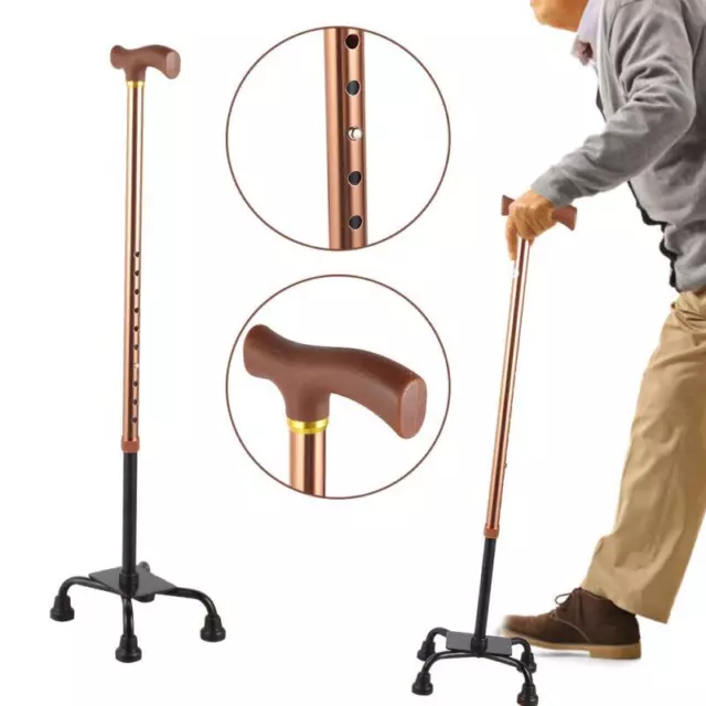 Bastone da passeggio regolabile in metallo con piedi antiscivolo per supporto sicurezza anziani
