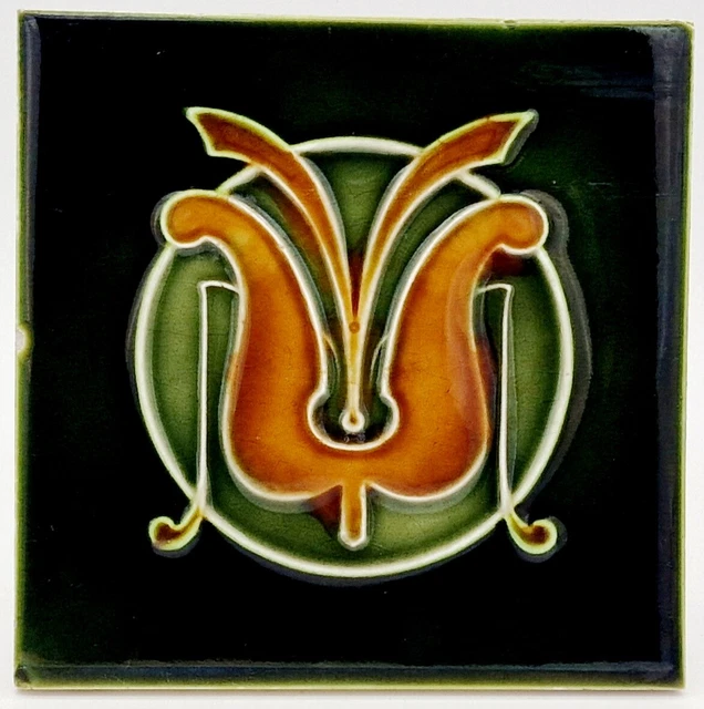 Antique Tile Art Nouveau Majolica by Henry Richards C1905 AE2