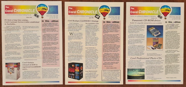 The Corel Chronicle Magazine (1993 / 1994) Lot of 3